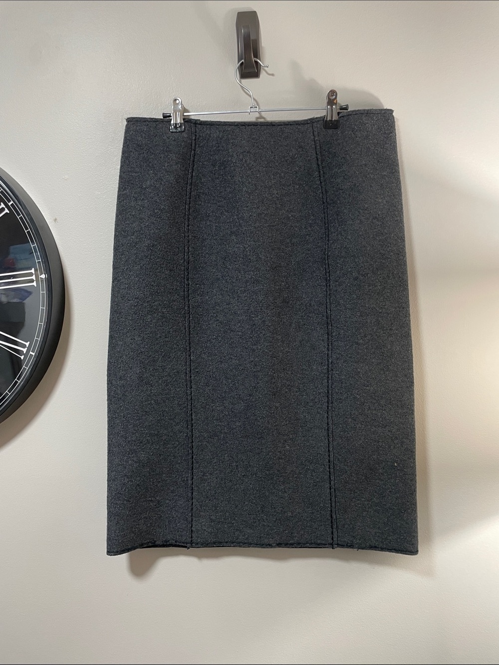 Giorgio Armani Charcoal Wool Blend Midi Skirt